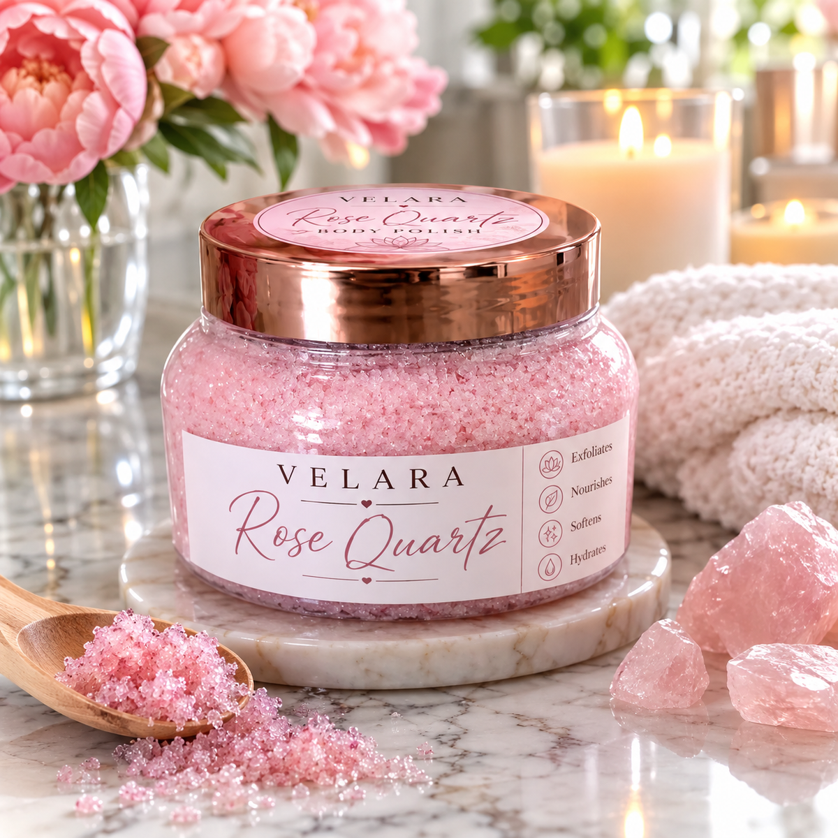 Crystal Quarts Sugar and Pink Salt Scrub