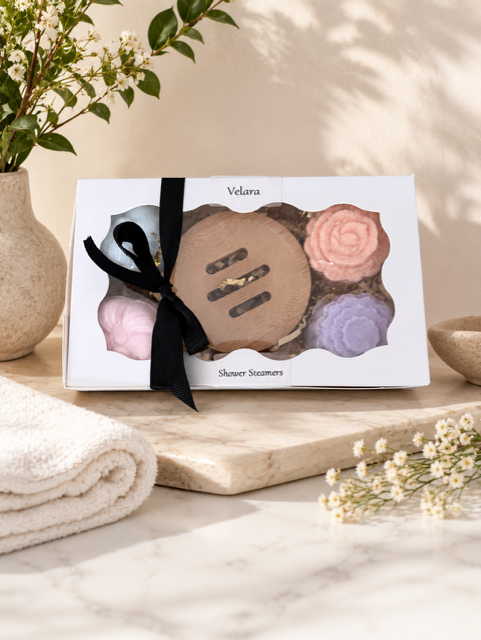 5 Mixed shower steamers with bamboo holder